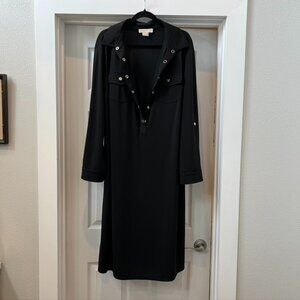 Michael Kors Black Shirt Dress Long (front pockets) Sleeve straps